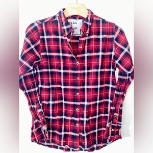Peau De Loup Red and Navy Buffalo Check Plaid Shirt